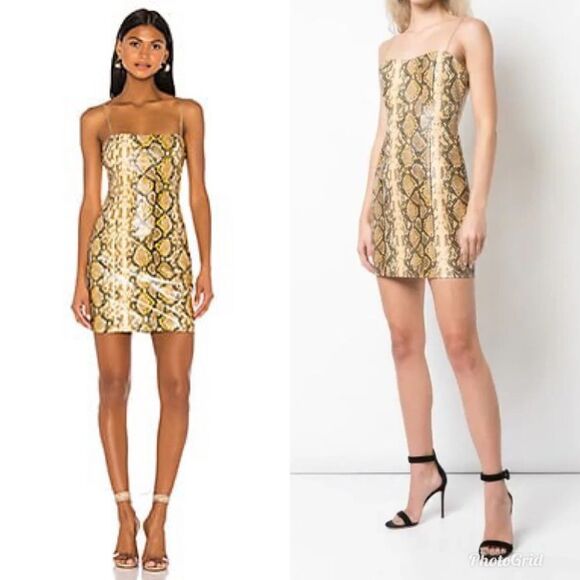 Revolve Likely Hayley Faux Leather Snake Print Dress Size 0 - Picture 1 of 7